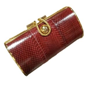 Red Snakeskin Cross Body Clutch